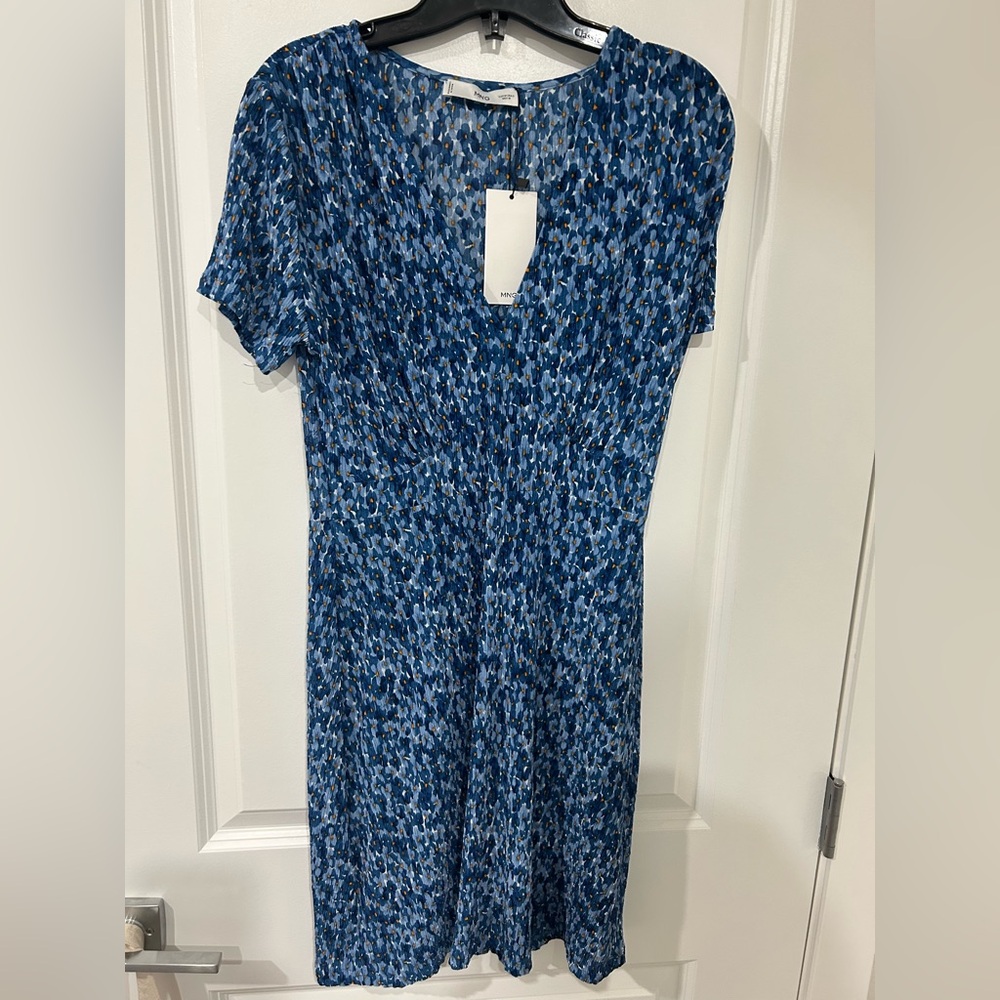 Blue Patterned Women's Dress - Mango Size 6